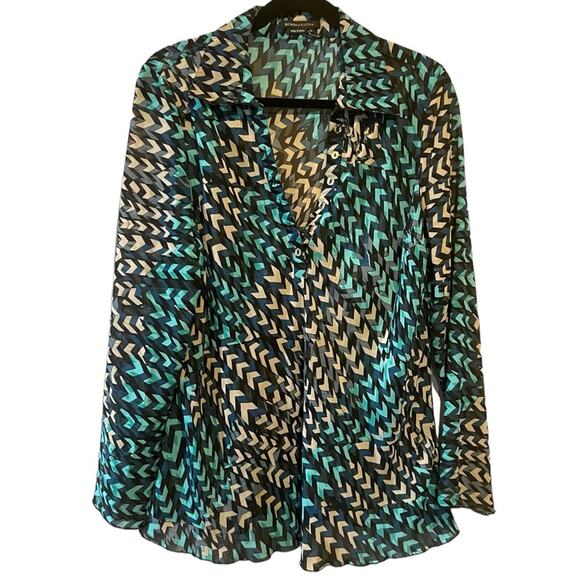 BCBGMaxAzria Sheer Chiffon Tunic Blouse sz XL - Picture 1 of 10